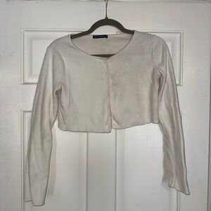 Brandy Melville White/Cream Cropped Button-Up Cardigan
